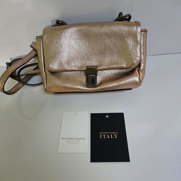 Vittoria Napoli NWOT Geri Platino Cinzano Leather Mini Convertible Mini Bag - Picture 3 of 10